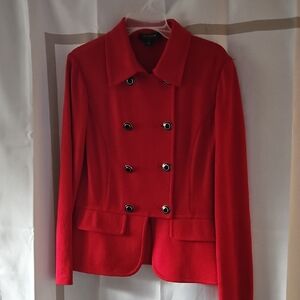St. John Vibrant Red Pea Coat